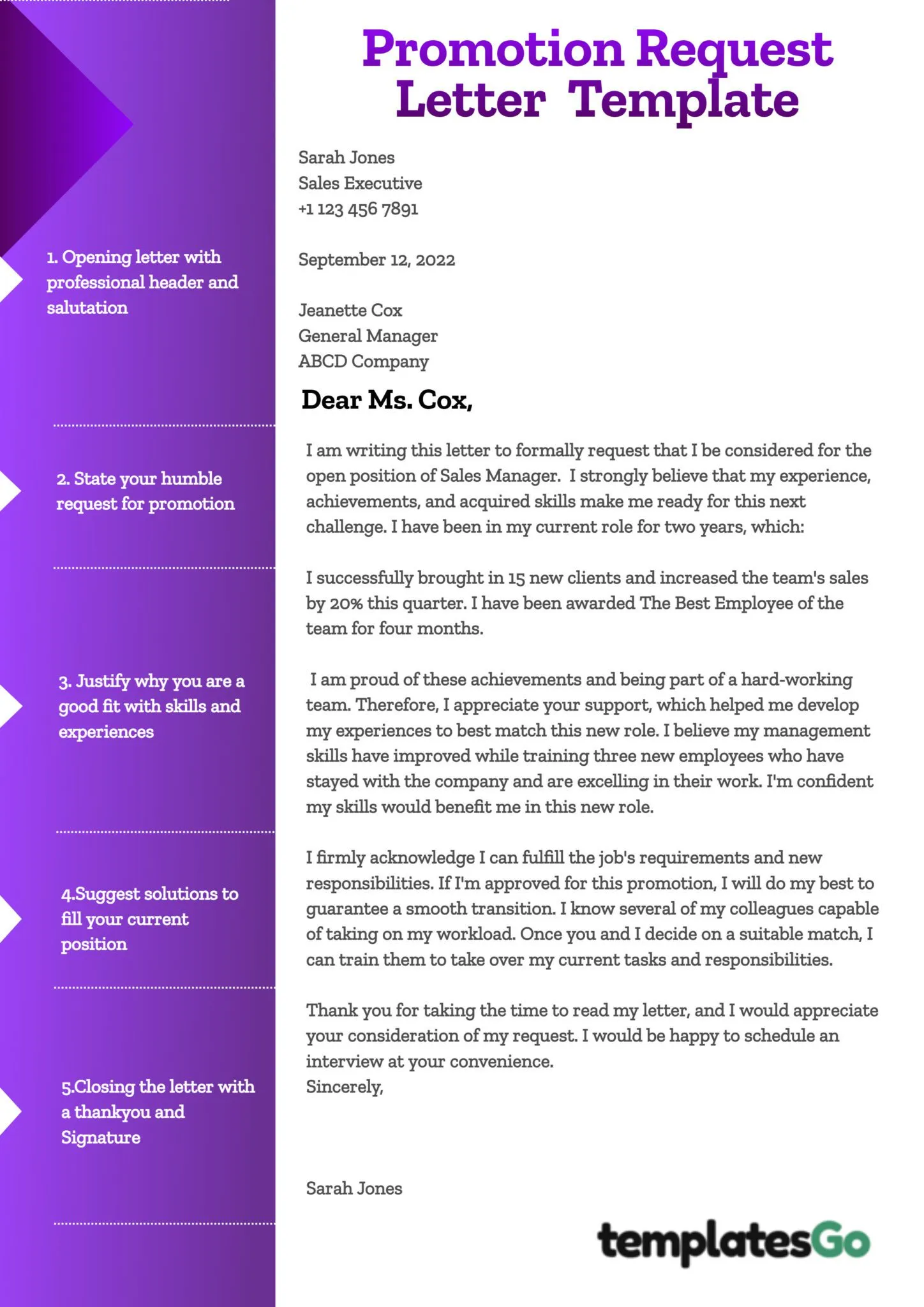 asking for a promotion letter template