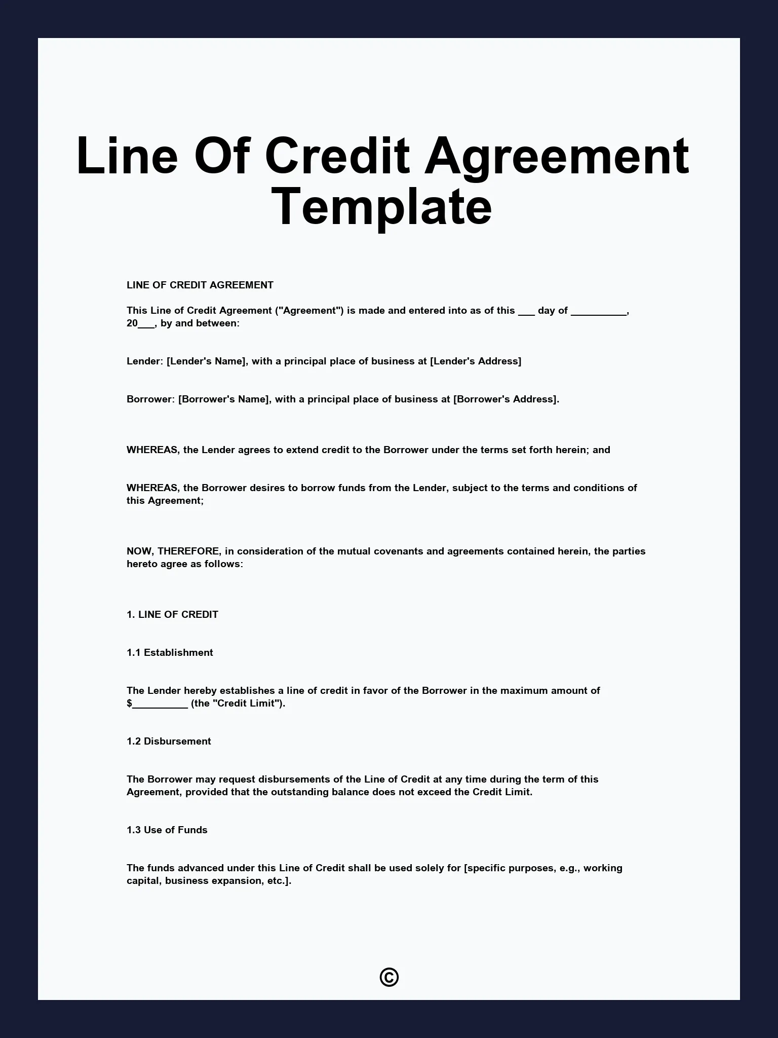line of credit letter template