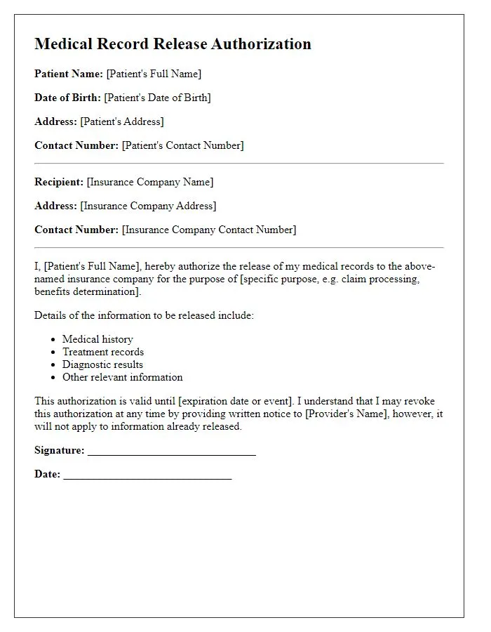 medical records release letter template