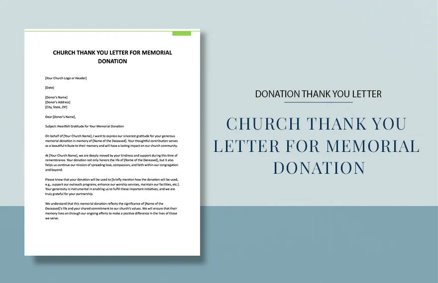 memorial donation thank you letter template