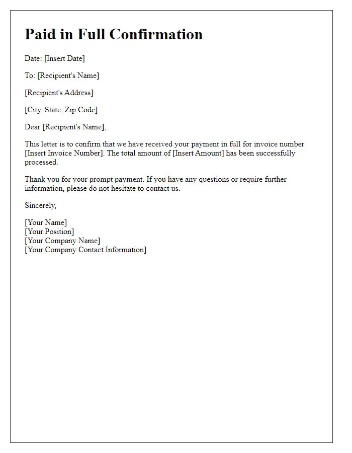 mortgage paid in full letter template