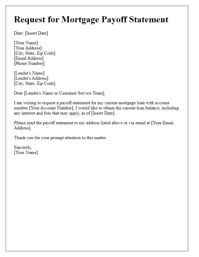 mortgage payoff request letter template