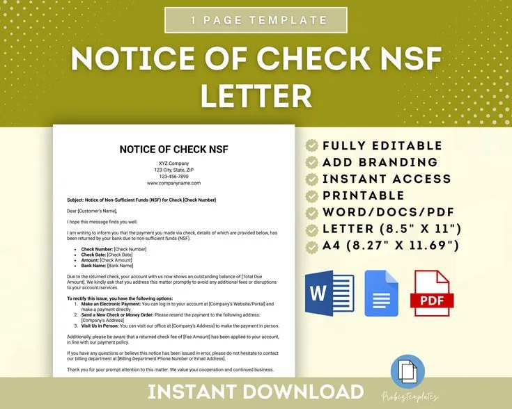 non sufficient funds letter template