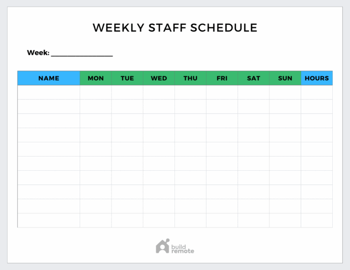 7 Day Employee Schedule Template