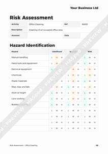 Cleaning Company Risk Assessment Template