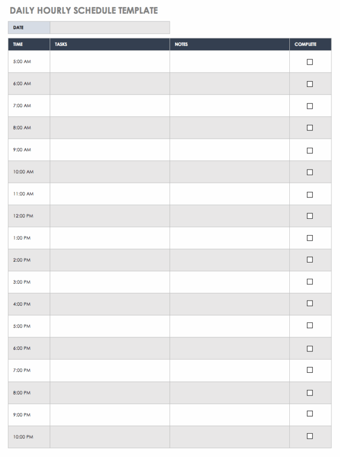 Daily Hours Structure Daily Hourly Work Schedule Template