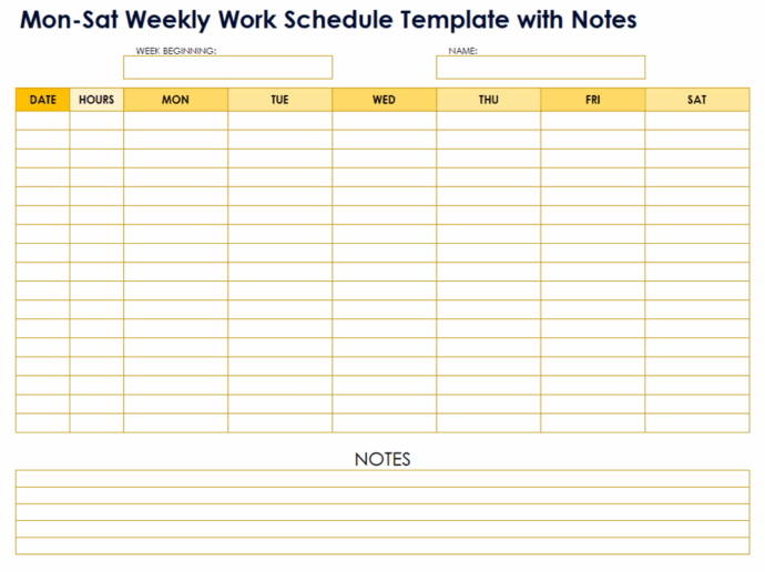 Editable Weekly Work Schedule Template