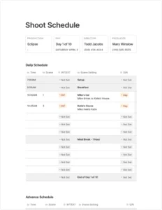 Film Production Shooting Schedule Template film-production-shooting-schedule-template