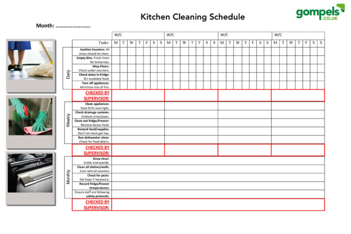 Cleaning Matrix Example Daily Kitchen Cleaning Schedule Template