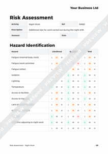 Night Shift Risk Assessment Template night-shift-risk-assessment-template