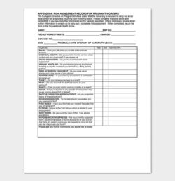 Pregnancy at Work Risk Assessment Template pregnancy-at-work-risk-assessment-template