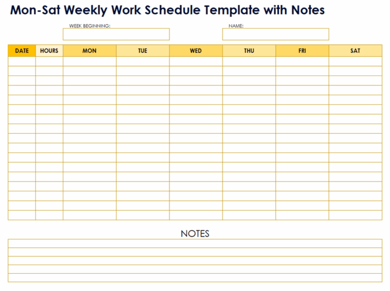 Simple Weekly Work Schedule Template
