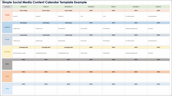 Social Media Post Schedule Template