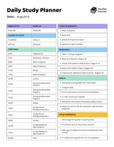 Work and Study Schedule Template work-and-study-schedule-template