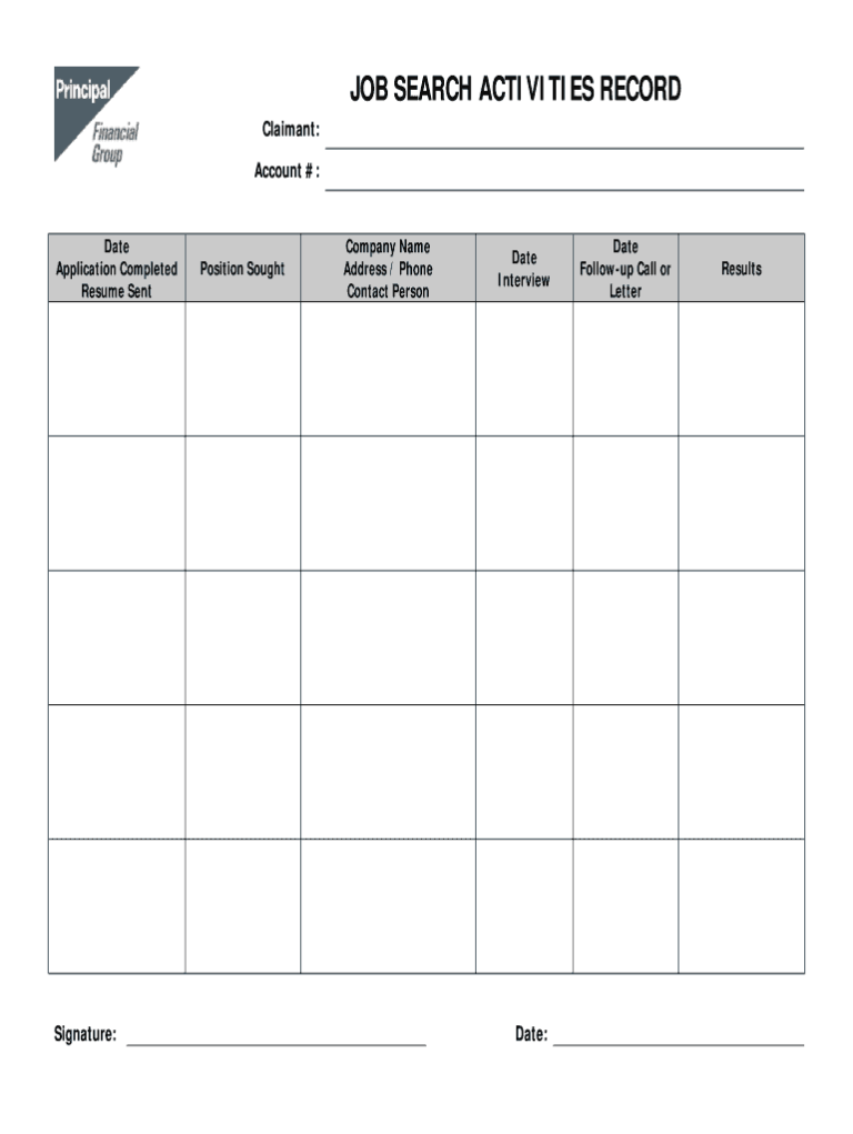 Search Record Example Format Job Search Record Template