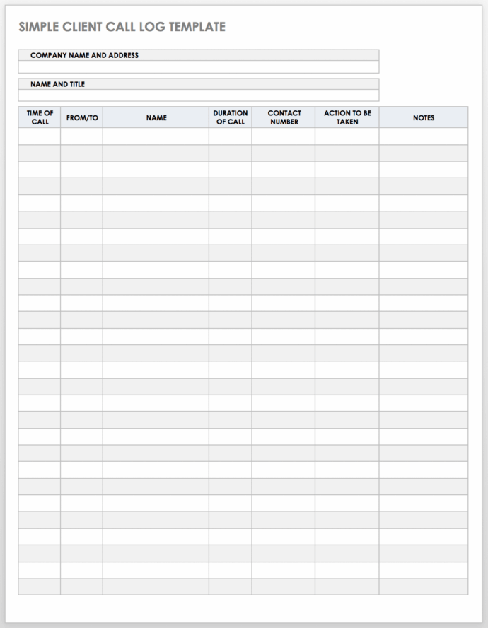 Phone Call Record Template