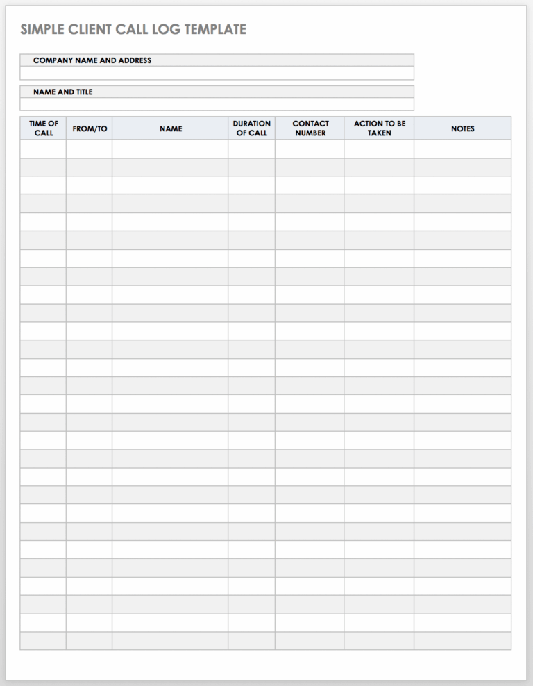 Phone Call Record Template