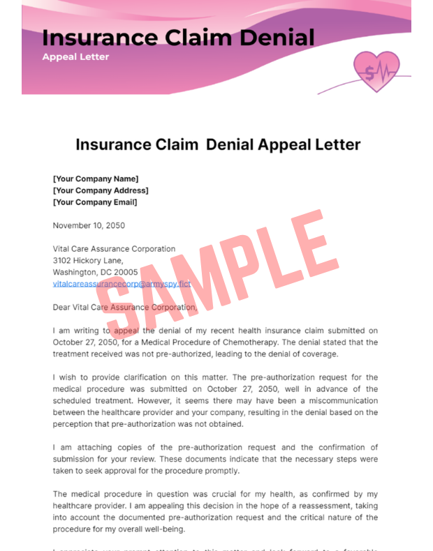 Insurance Claim Dispute Letter Template