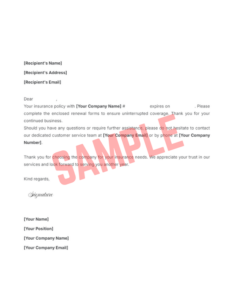 free insurance company renewal letter template