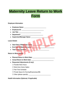 Maternity Return To Work Letter Template Maternity Return To Work Letter Template