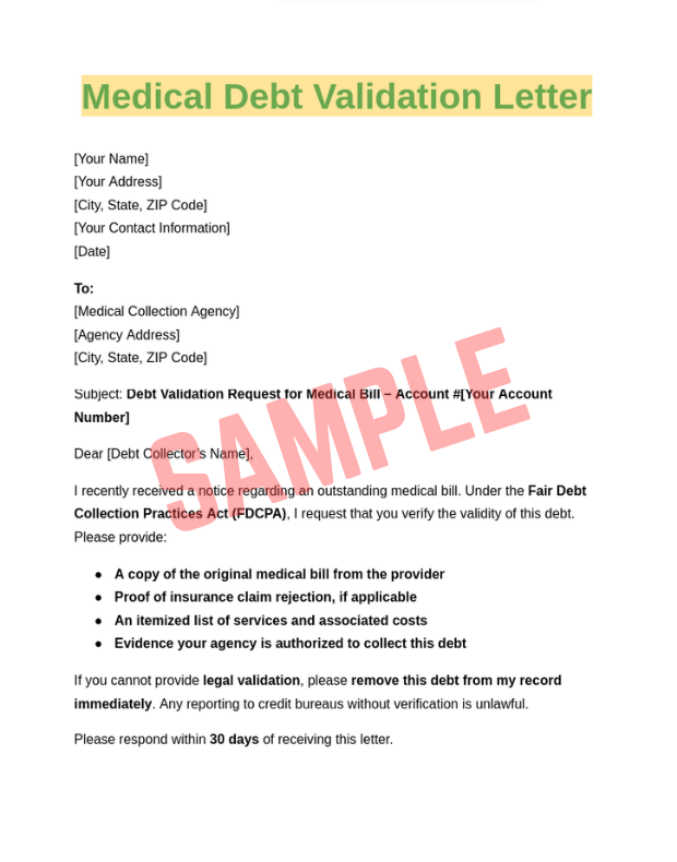 Medical Debt Dispute Letter Template