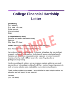 free medical financial hardship letter template