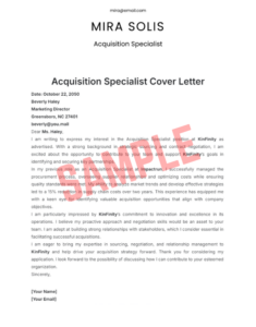 Mergers And Acquisitions Cover Letter Template