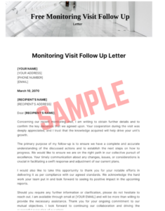 Monitoring Visit Follow-Up Letter Template