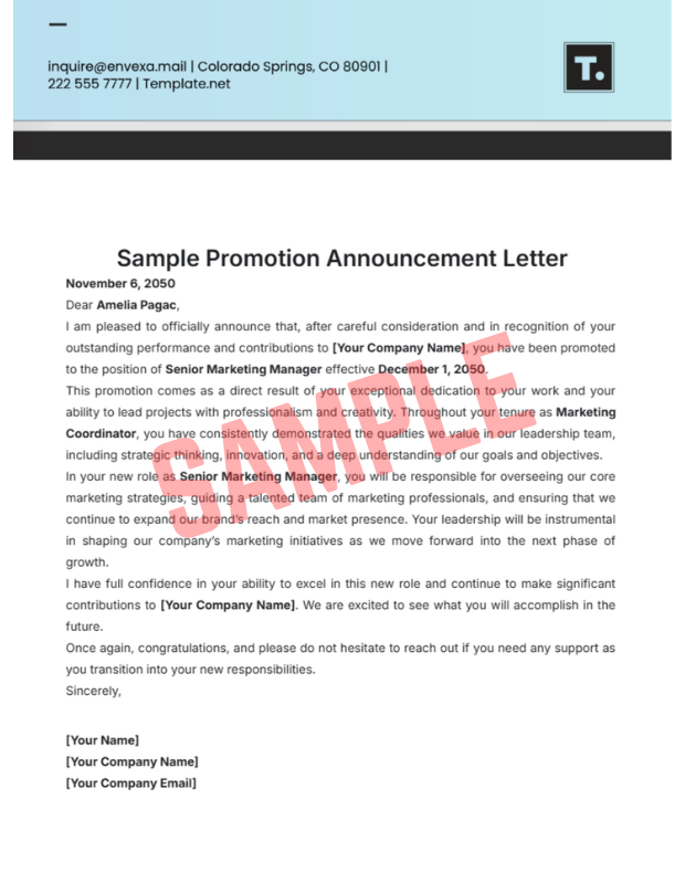 New Job Announcement Letter Template