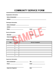 Community Service Record Sheet Template