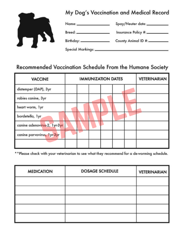 Dog Grooming Record Card Template