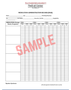 Hospital Medication Administration Record Template