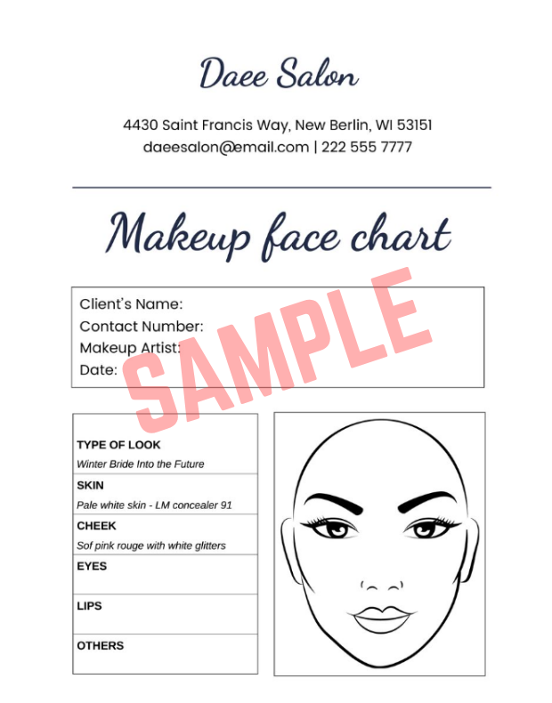 Makeup Client Record Card Template