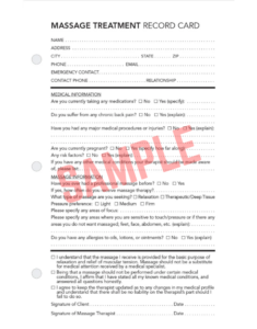 Massage Client Record Card Template Massage Client Record Card Template