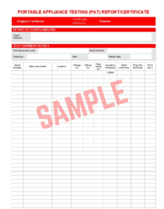 Pat Testing Record Sheet Template