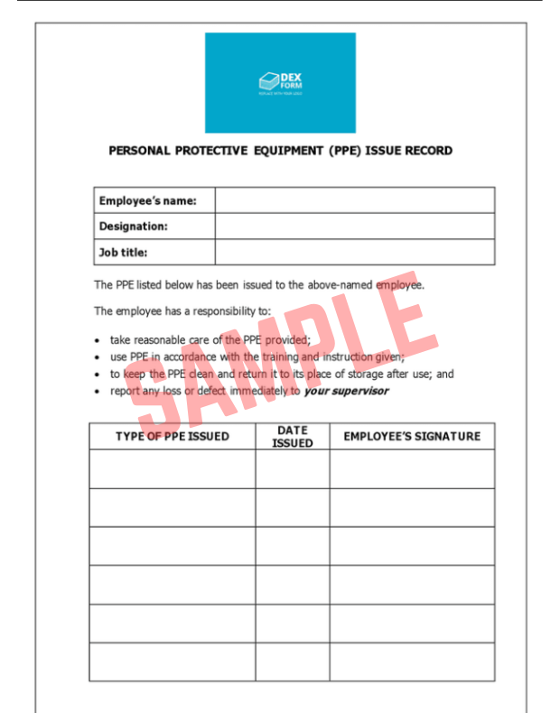 Ppe Issue Record Sheet Template