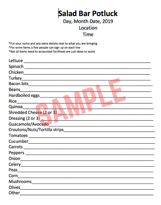 Salad Bar Production Record Template