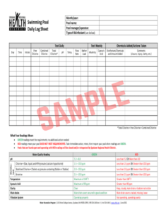 Swimming Pool Record Sheet Template
