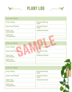 Vegetable Garden Record Keeping Template