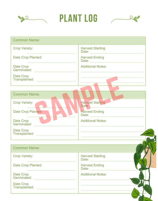Vegetable Garden Record Keeping Template