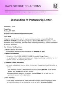 Dissolution Of Partnership Letter Template Dissolution Of Partnership Letter Template