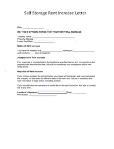 Self Storage Rent Increase Letter Template