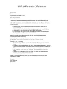 Shift Differential Offer Letter Template