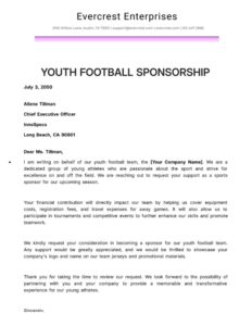 Youth Football Sponsorship Letter Template