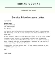 Service Price Increase Letter Template