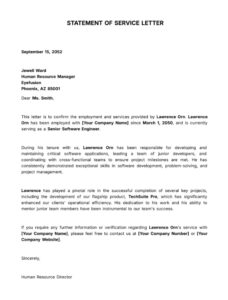 Statement Of Service Letter Template