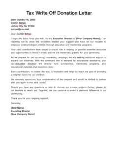 Tax Write Off Donation Letter Template