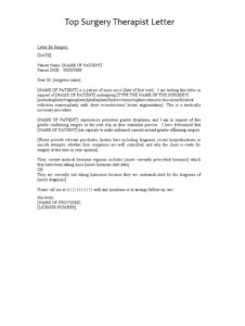 Top Surgery Therapist Letter Template