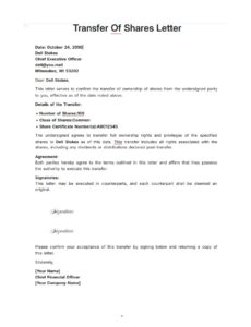 Transfer Of Shares Letter Template