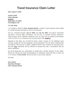 Travel Insurance Claim Letter Template